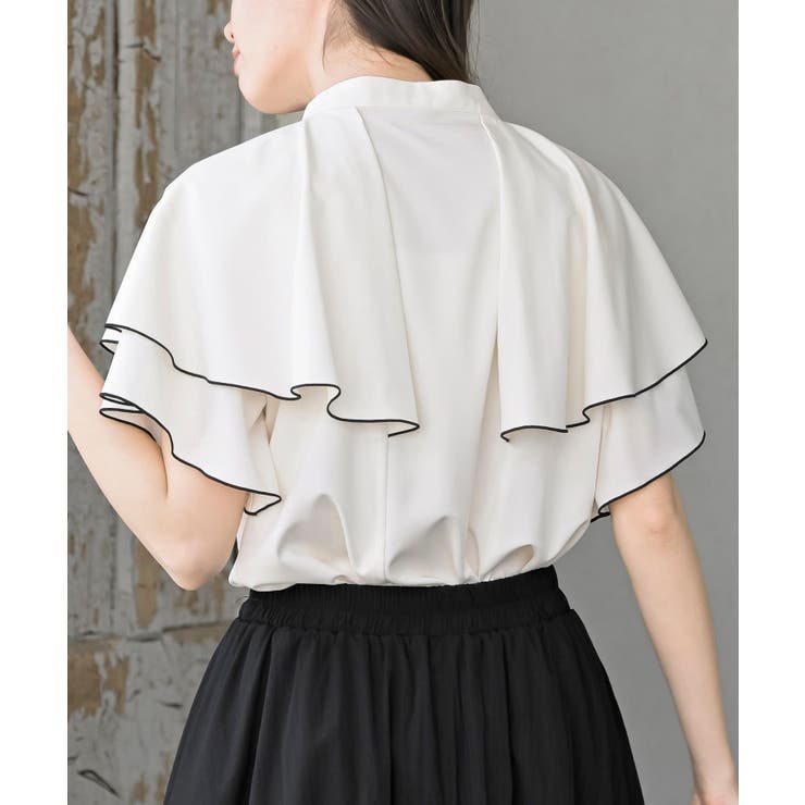 バンドカラー配色ケープブラウス | rps | 詳細画像8 