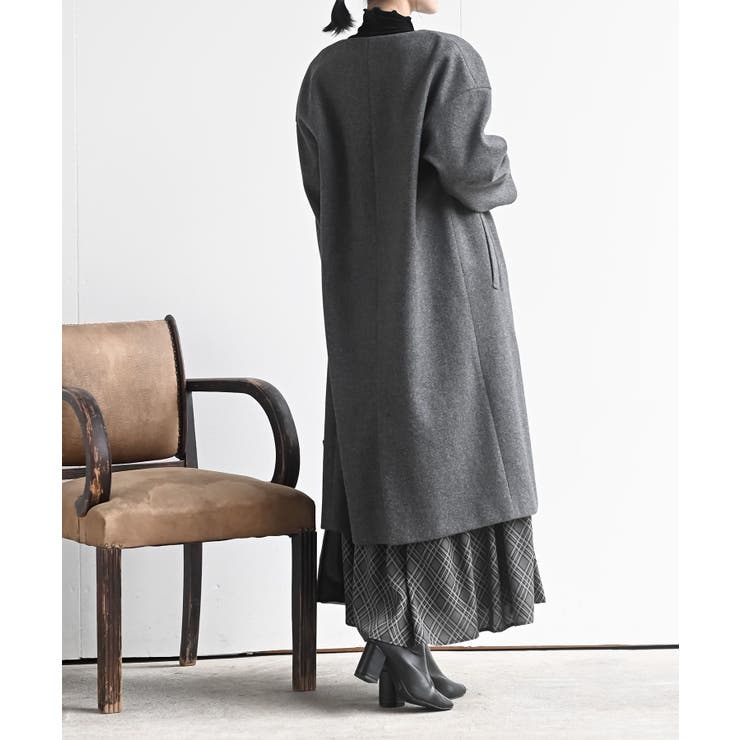 ノーカラーロングコート | rps | 詳細画像4 