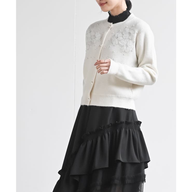 パールフラワーモチーフニットカーディガン | rps | 詳細画像3 