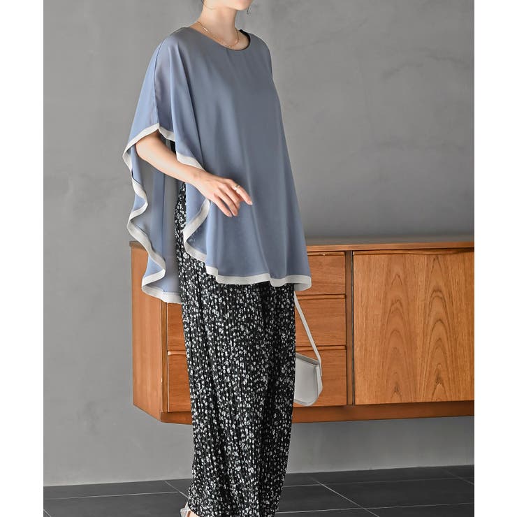 ふちどり配色シフォンバタフライブラウス | rps | 詳細画像13 