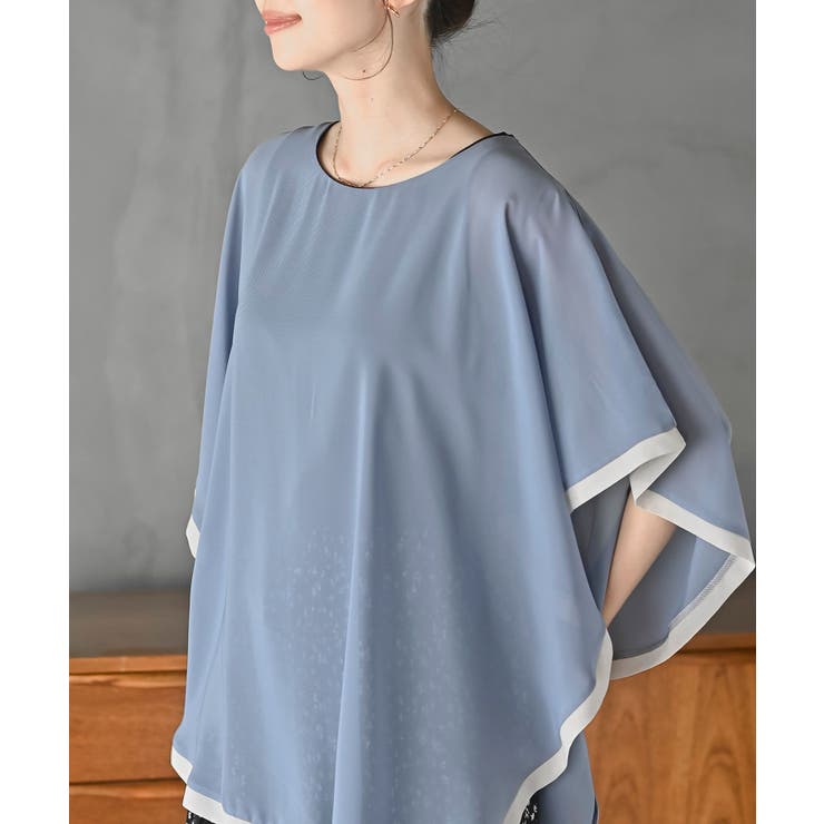 ふちどり配色シフォンバタフライブラウス | rps | 詳細画像15 