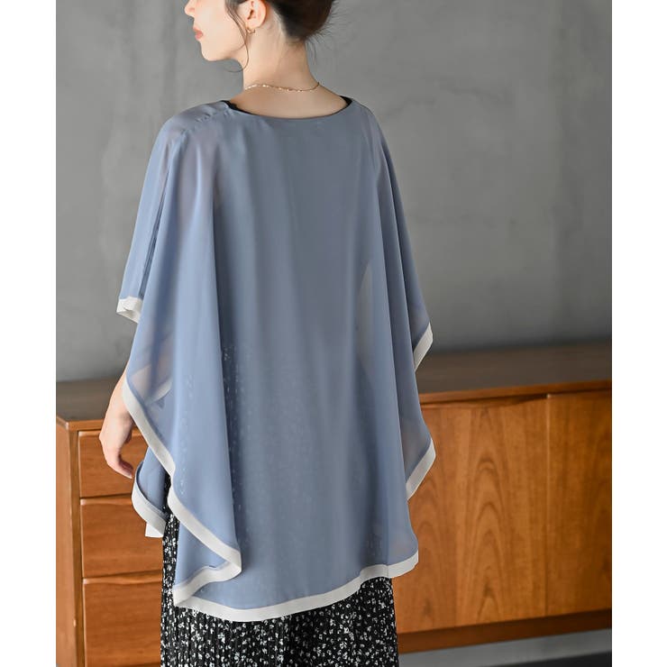 ふちどり配色シフォンバタフライブラウス | rps | 詳細画像16 