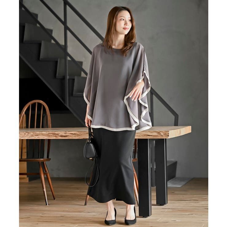 ふちどり配色シフォンバタフライブラウス | rps | 詳細画像18 