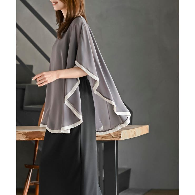 ふちどり配色シフォンバタフライブラウス | rps | 詳細画像19 