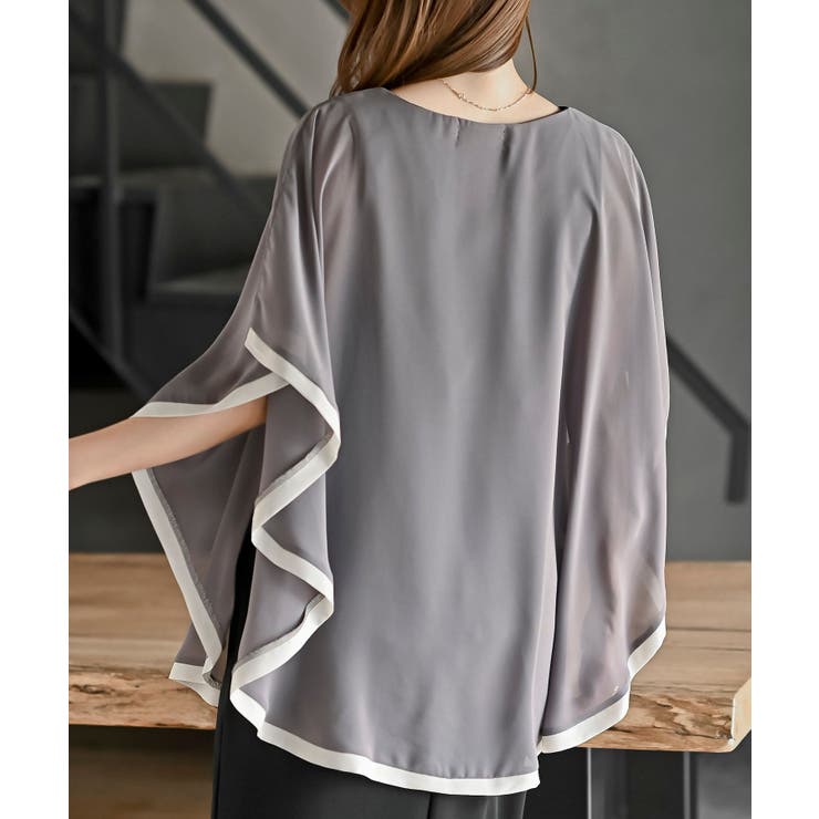 ふちどり配色シフォンバタフライブラウス | rps | 詳細画像24 