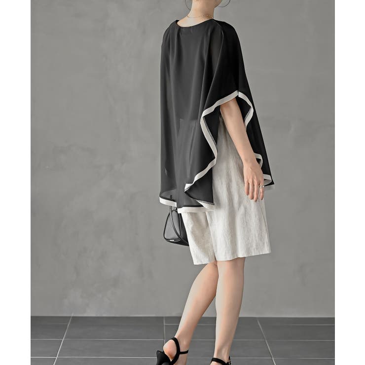 ふちどり配色シフォンバタフライブラウス | rps | 詳細画像3 