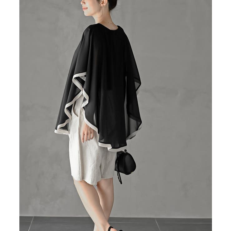 ふちどり配色シフォンバタフライブラウス | rps | 詳細画像4 