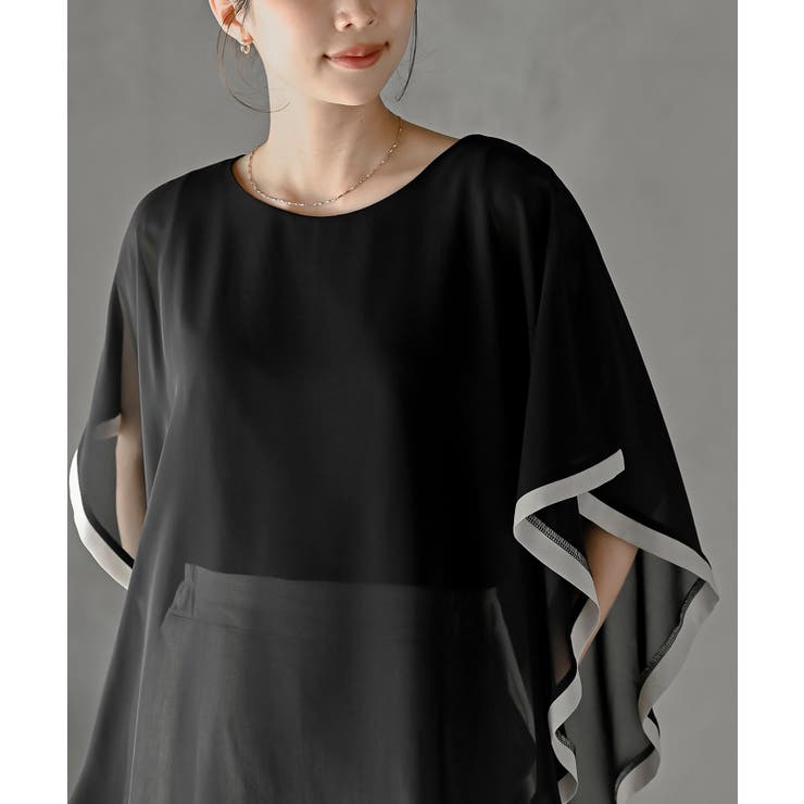 ふちどり配色シフォンバタフライブラウス | rps | 詳細画像6 