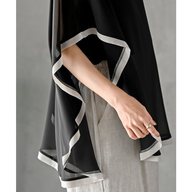 ふちどり配色シフォンバタフライブラウス | rps | 詳細画像9 