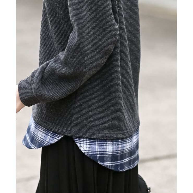 チェックシャツレイヤー風プルオーバー | rps | 詳細画像9 