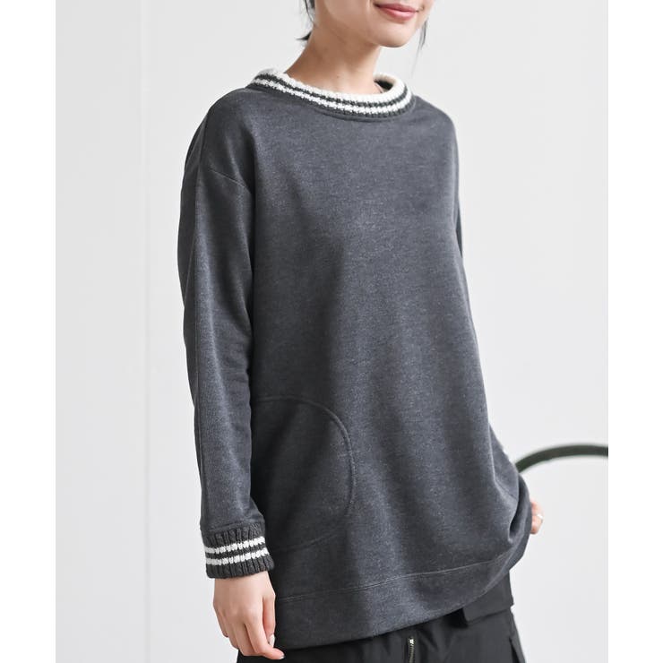 杢チャコール | ラインニットリブ使い裏毛プルオーバー | rps