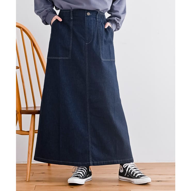 ネイビー | ストレッチデニムベイカースカート | rps