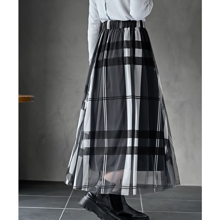 チュールチェックプリントギャザースカート | rps | 詳細画像15 