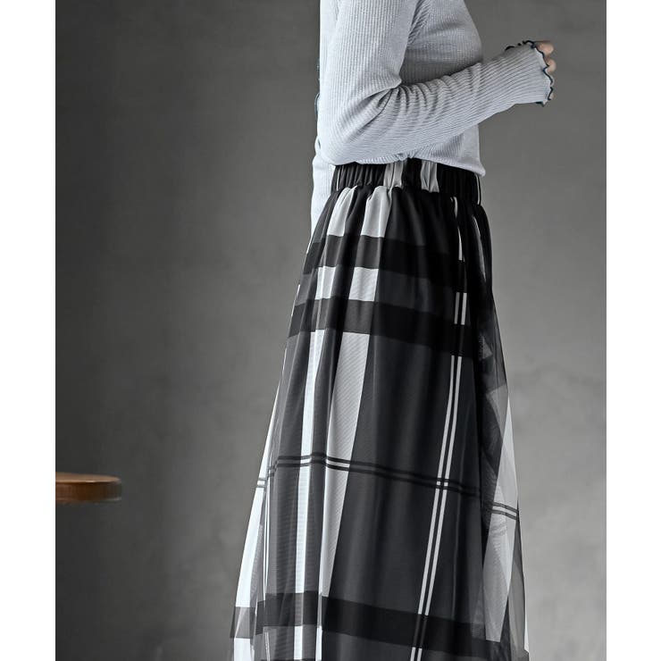 チュールチェックプリントギャザースカート | rps | 詳細画像16 