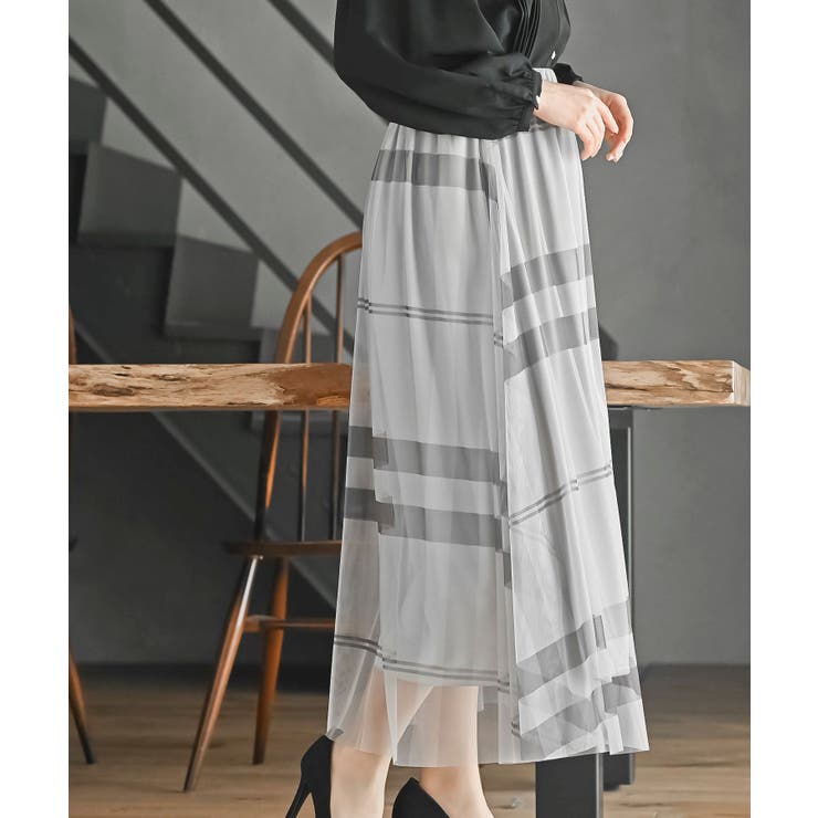 チュールチェックプリントギャザースカート | rps | 詳細画像8 