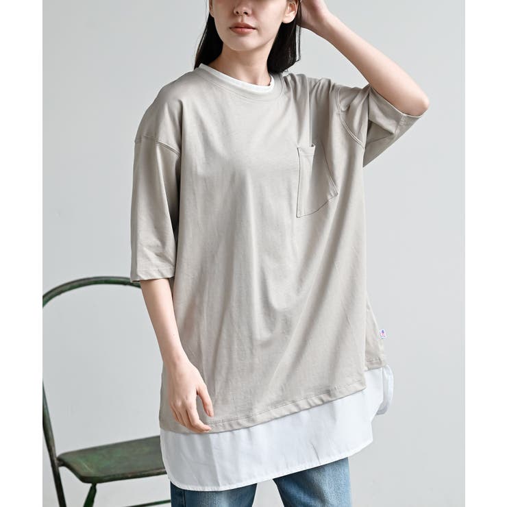 グレージュ | 接触冷感ＵＳＡコットンフェイクレイヤーＴ | rps