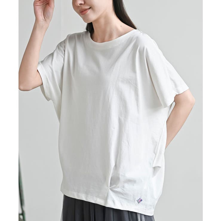 オフホワイト | 接触冷感ＵＳＡコットン裾タック半袖Ｔ | rps