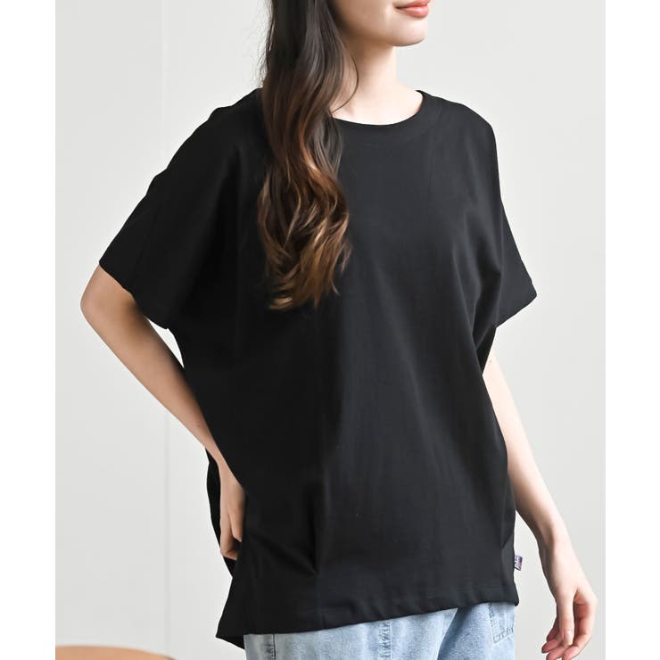 ブラック | 接触冷感ＵＳＡコットン裾タック半袖Ｔ | rps