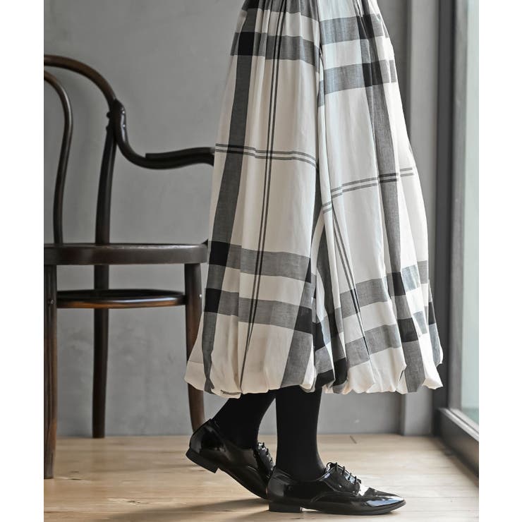 チェック柄ガーゼバルーンスカート | rps | 詳細画像18 