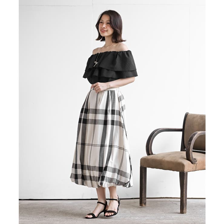 チェック柄ガーゼバルーンスカート | rps | 詳細画像20 