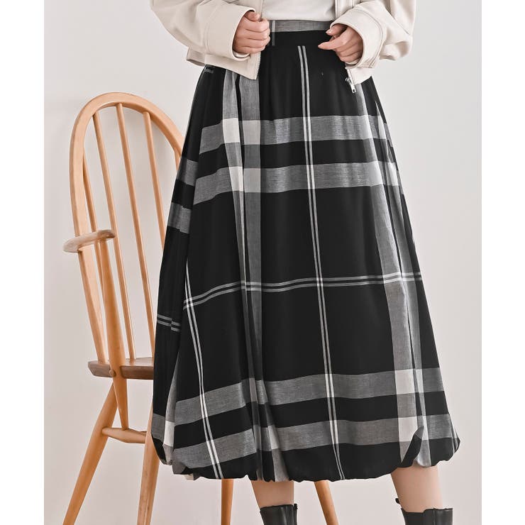 チェック柄ガーゼバルーンスカート | rps | 詳細画像25 