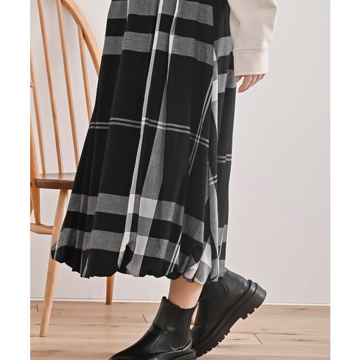 チェック柄ガーゼバルーンスカート | rps | 詳細画像26 