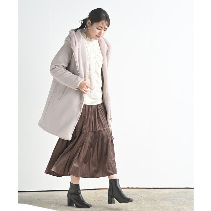 スエードボンディングフード付きコート[品番：RPSW0000791]｜rps