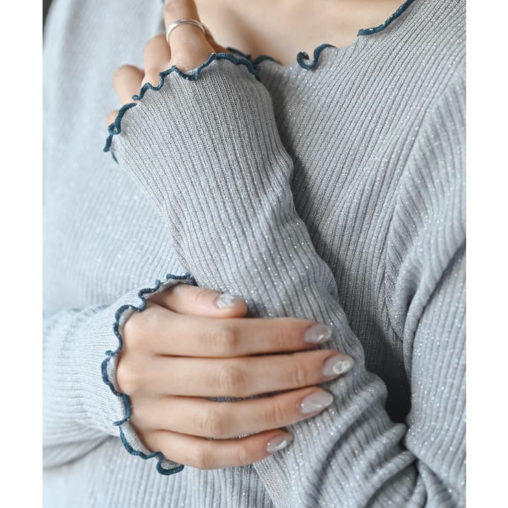 ラメ混リブ配色メローカットソー | rps | 詳細画像17 