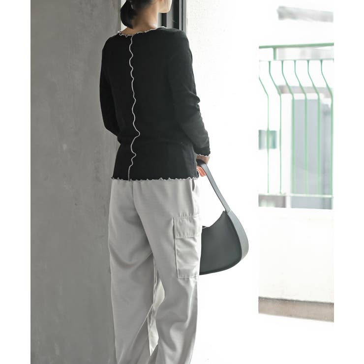 ラメ混リブ配色メローカットソー | rps | 詳細画像21 