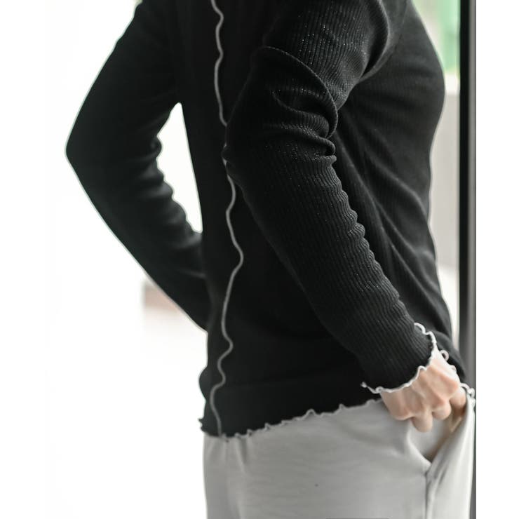 ラメ混リブ配色メローカットソー | rps | 詳細画像23 