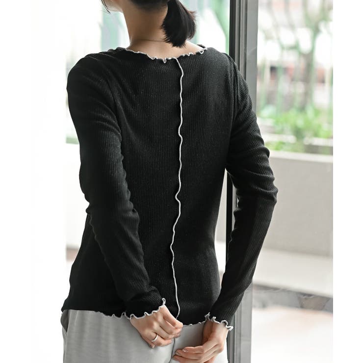 ラメ混リブ配色メローカットソー | rps | 詳細画像24 