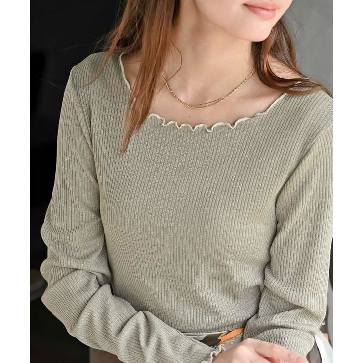 ラメ混リブ配色メローカットソー | rps | 詳細画像28 