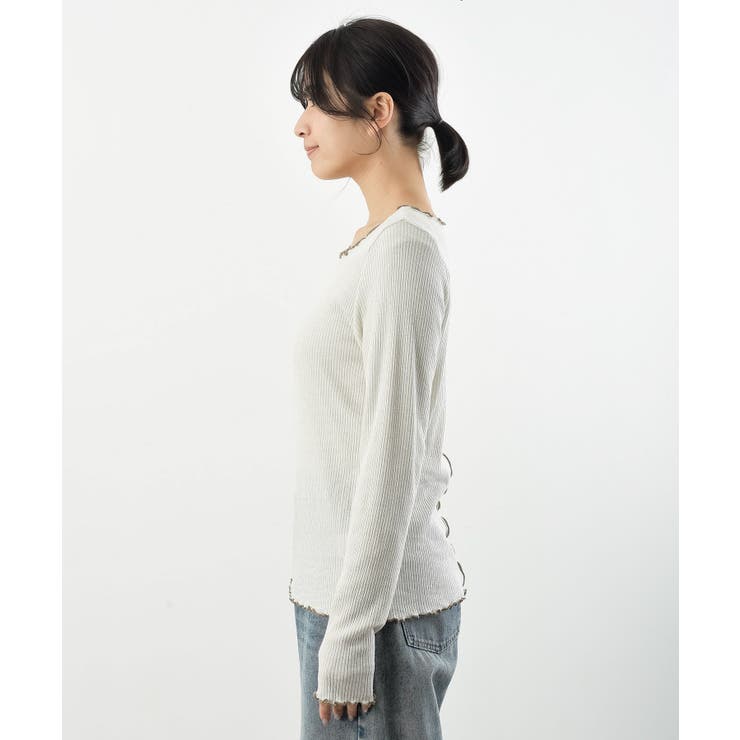 ラメ混リブ配色メローカットソー | rps | 詳細画像33 