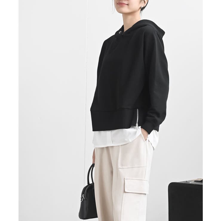 裏毛×布帛レイヤー風パーカー | rps | 詳細画像12 