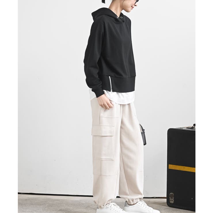 裏毛×布帛レイヤー風パーカー | rps | 詳細画像14 