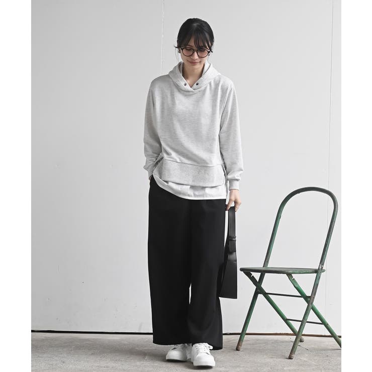 裏毛×布帛レイヤー風パーカー | rps | 詳細画像2 