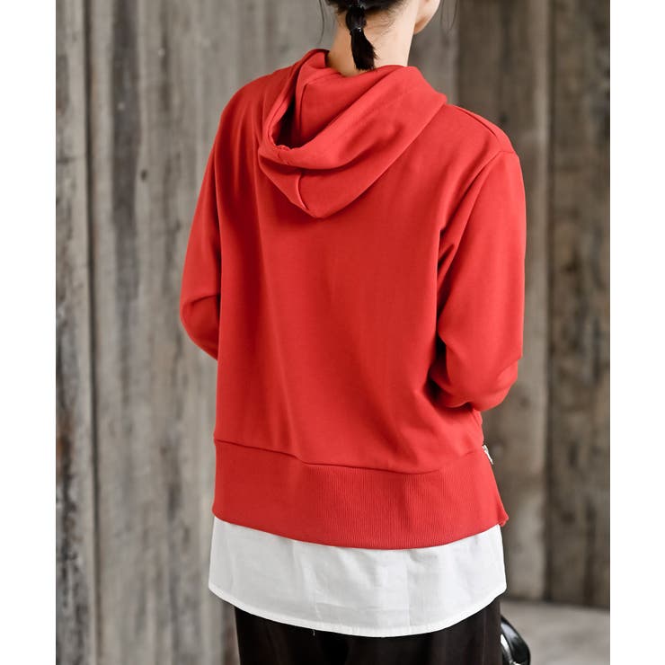 裏毛×布帛レイヤー風パーカー | rps | 詳細画像35 