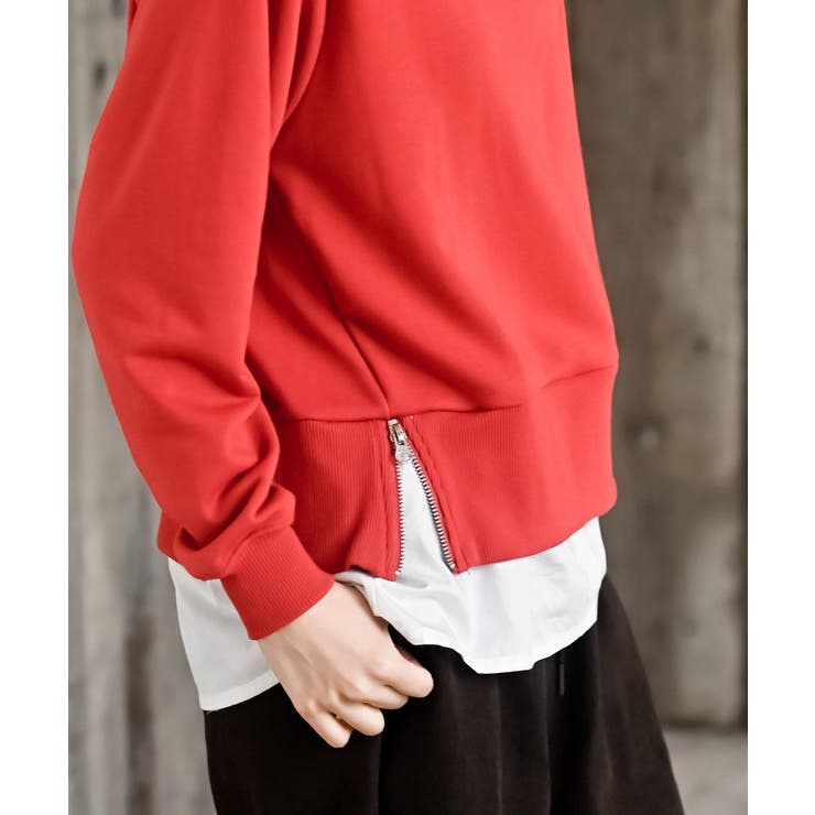 裏毛×布帛レイヤー風パーカー | rps | 詳細画像36 