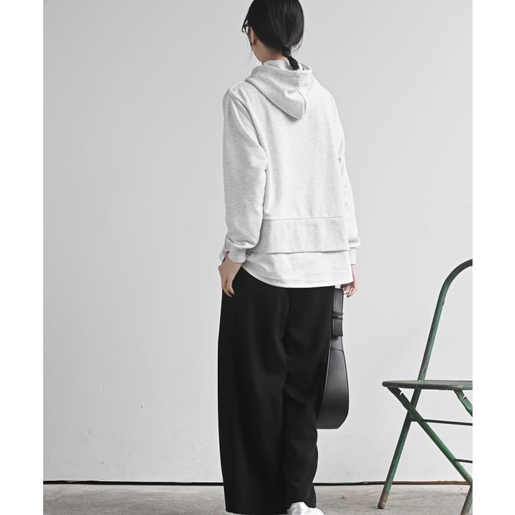 裏毛×布帛レイヤー風パーカー | rps | 詳細画像4 