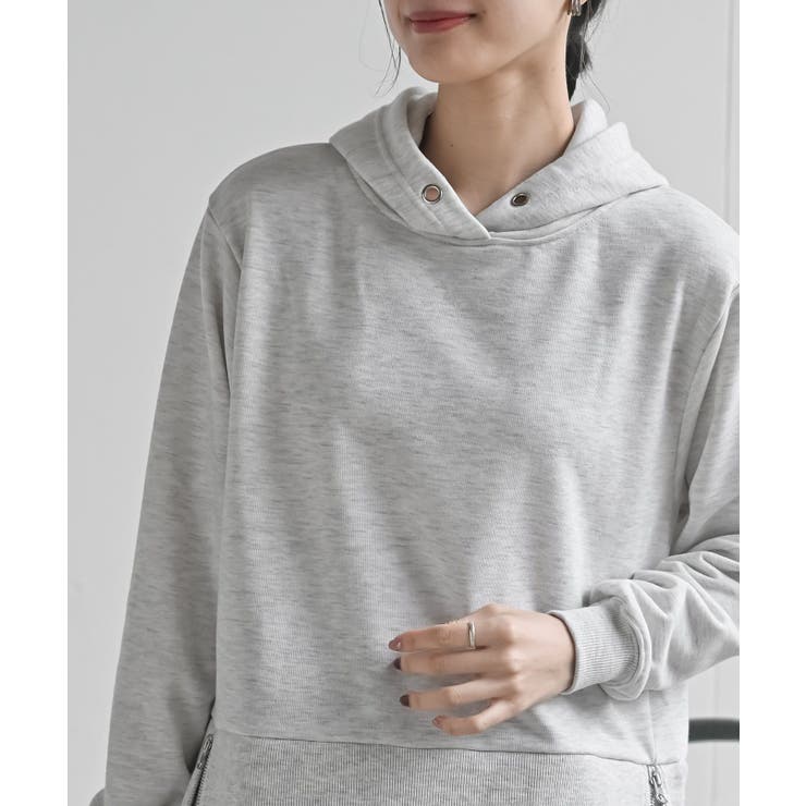 裏毛×布帛レイヤー風パーカー | rps | 詳細画像6 