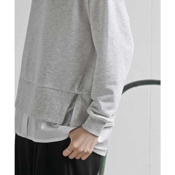 裏毛×布帛レイヤー風パーカー | rps | 詳細画像9 