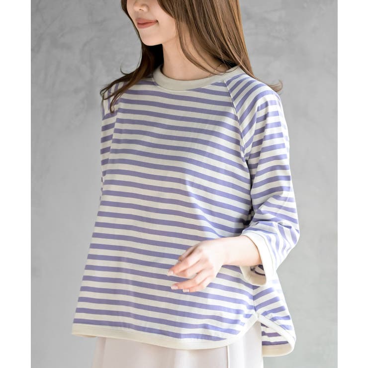 パープル | クルーネックラグランワイド７分袖Ｔ | rps