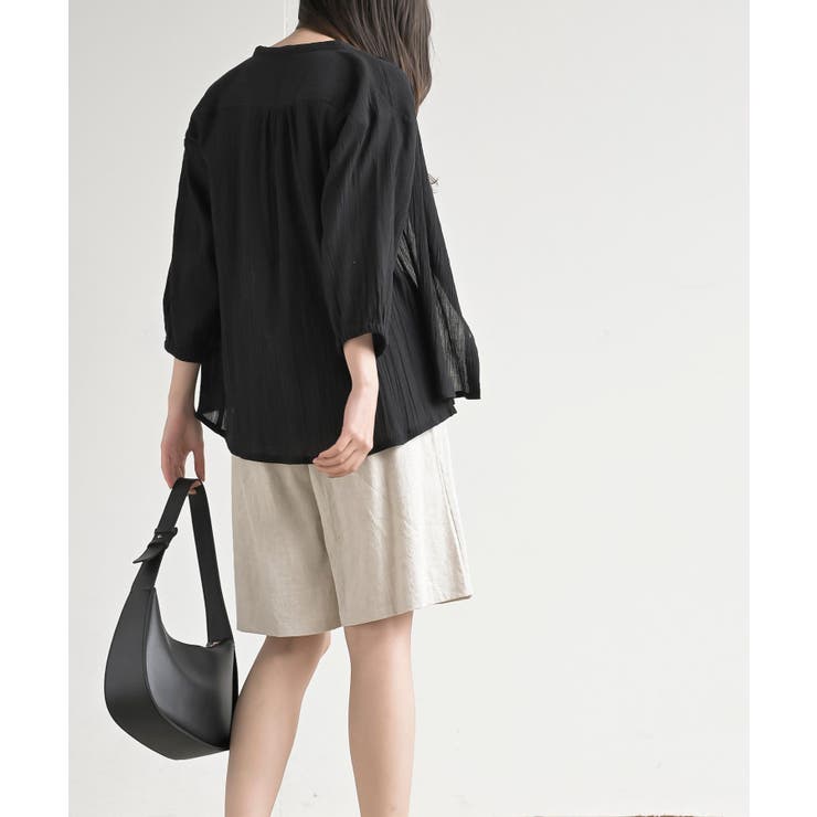 シアー楊柳バンドカラー７分袖ブラウス | rps | 詳細画像11 