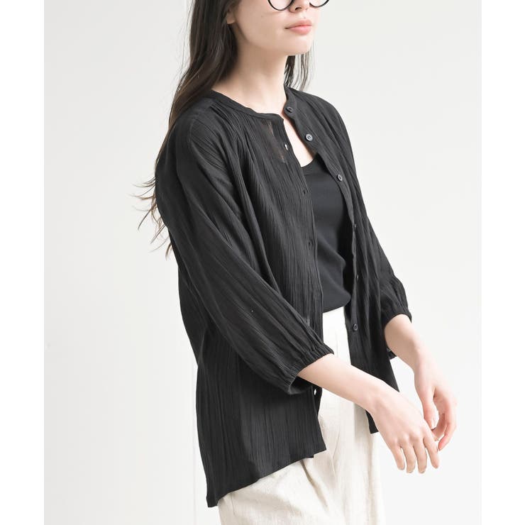 シアー楊柳バンドカラー７分袖ブラウス | rps | 詳細画像16 