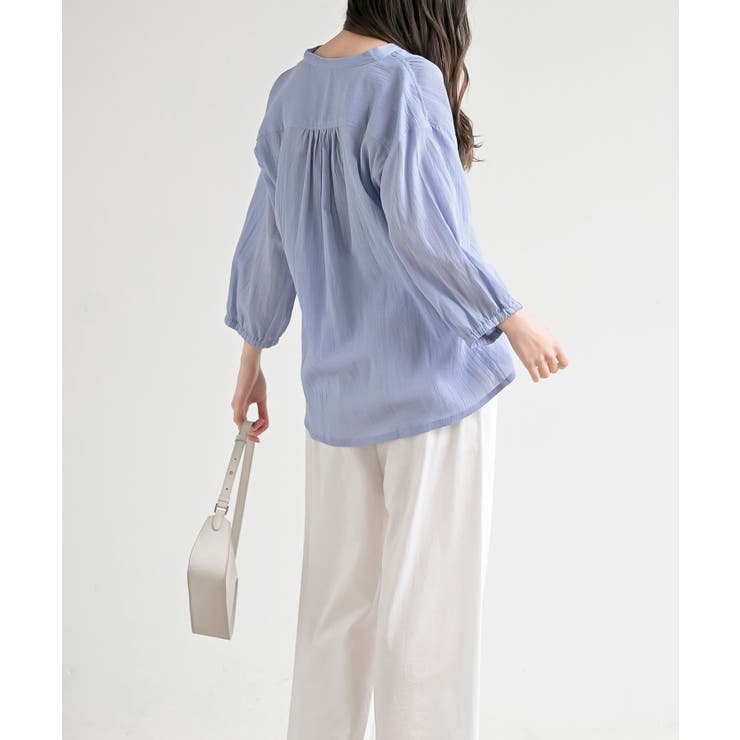 シアー楊柳バンドカラー７分袖ブラウス | rps | 詳細画像19 