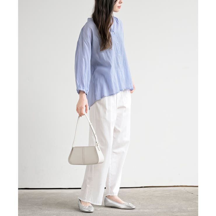 シアー楊柳バンドカラー７分袖ブラウス | rps | 詳細画像20 