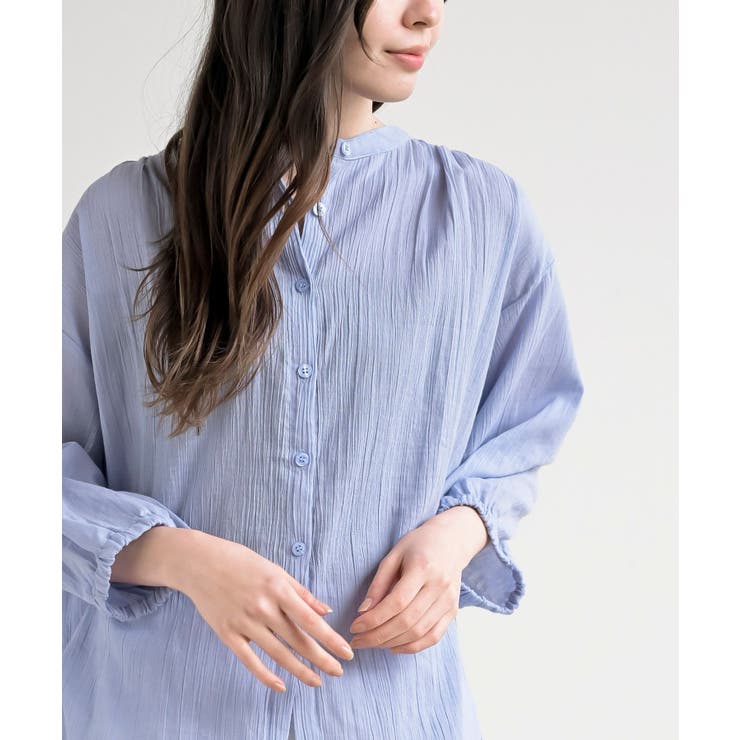 シアー楊柳バンドカラー７分袖ブラウス | rps | 詳細画像21 