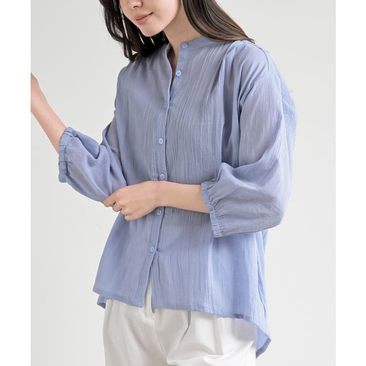 シアー楊柳バンドカラー７分袖ブラウス | rps | 詳細画像22 