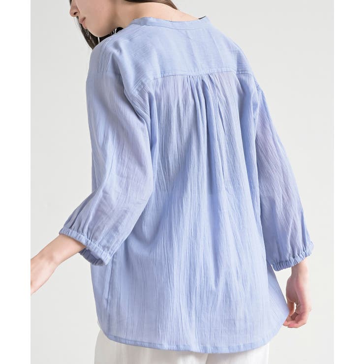 シアー楊柳バンドカラー７分袖ブラウス | rps | 詳細画像23 