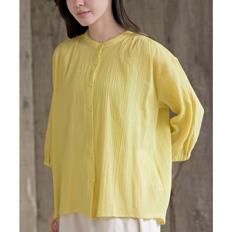 シアー楊柳バンドカラー７分袖ブラウス | rps | 詳細画像30 